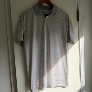 Nike Golf Dri Fit Standard Fit Striped Polo Shirt Men Medium Gray White
